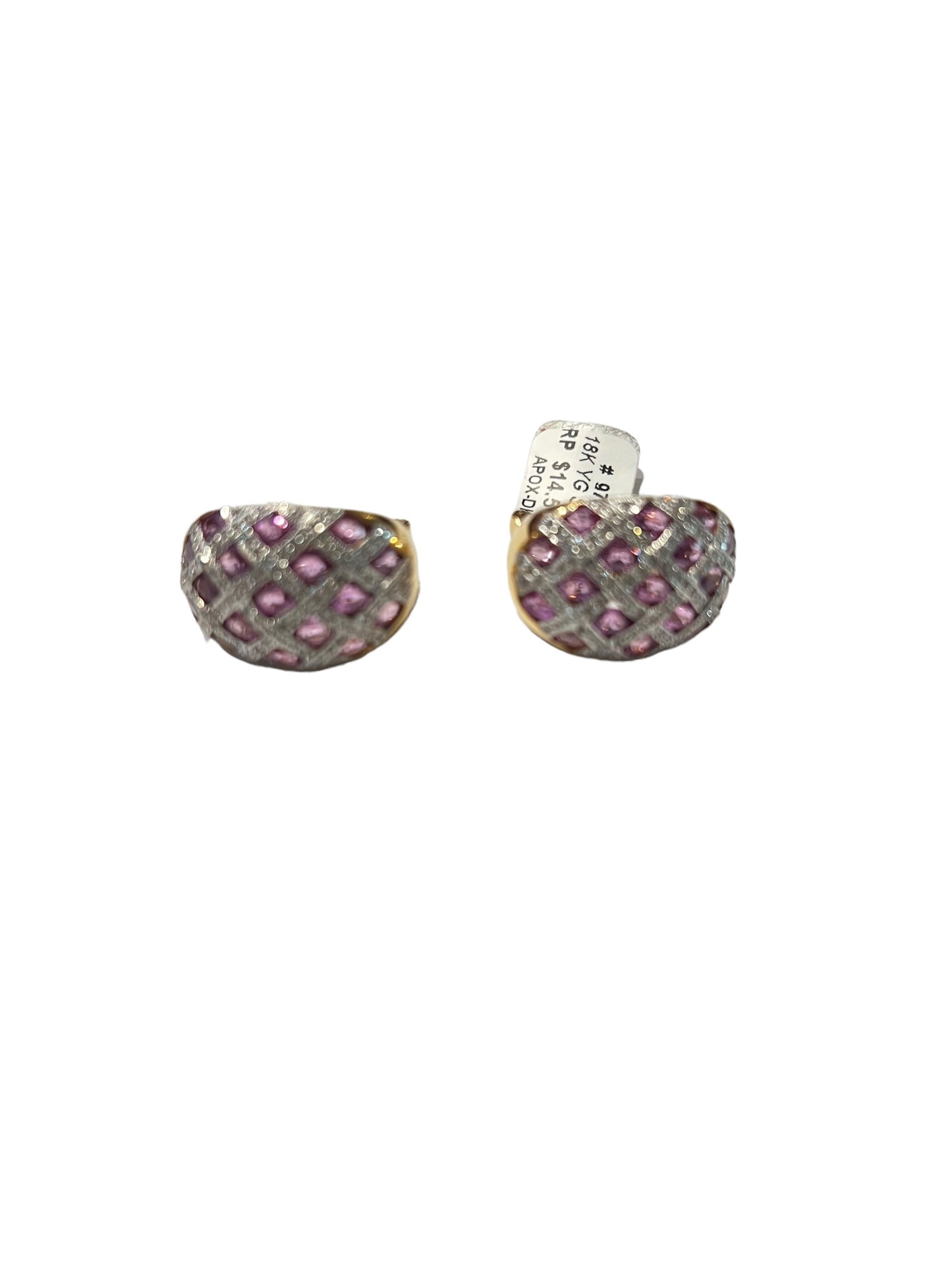 Earring Diamonds sapphire pink 5 cart total 18k gold vintage
4 carat sapphire pink original
1 carat diamonds natural vs f color
18k solid gold
Hand made vintage - diamonds clubs llc